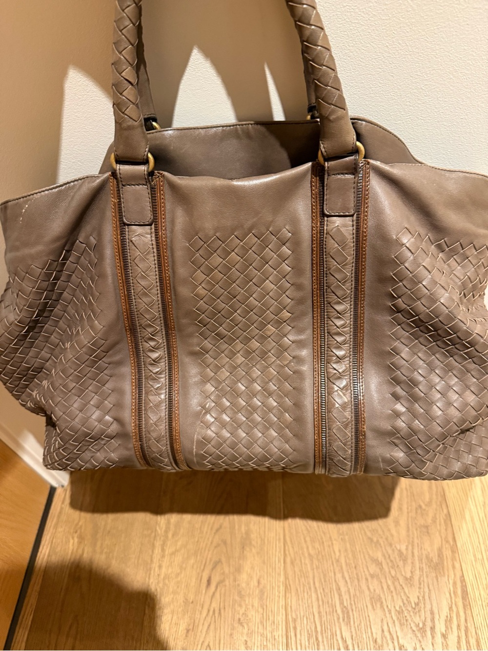Bottega Veneta Brown Woven Leather Satchel - Picture 3 of 4
